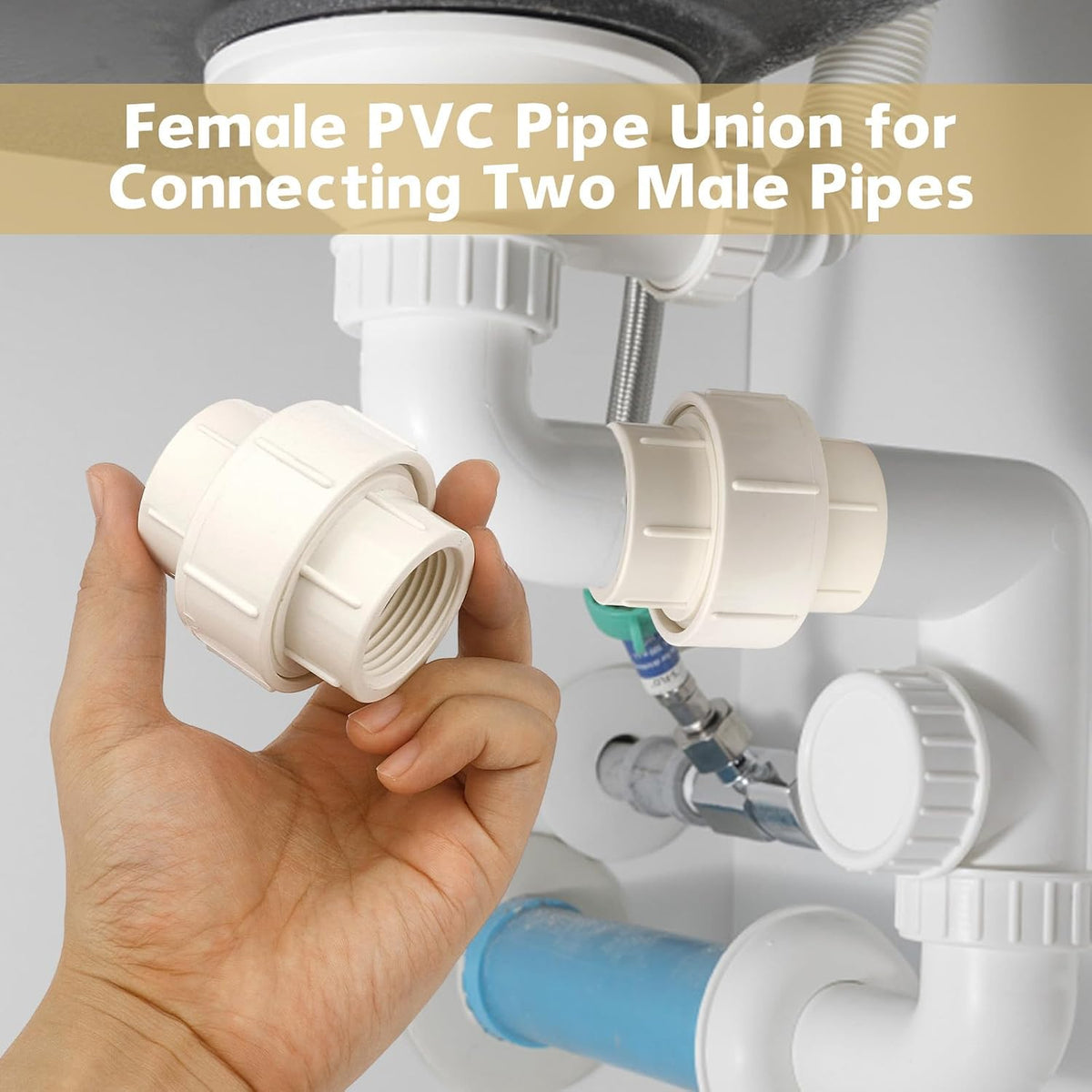 4 Pack 1/2"PVC Union Coupling Pipe Fittings,Female Thread Coupling Adapters