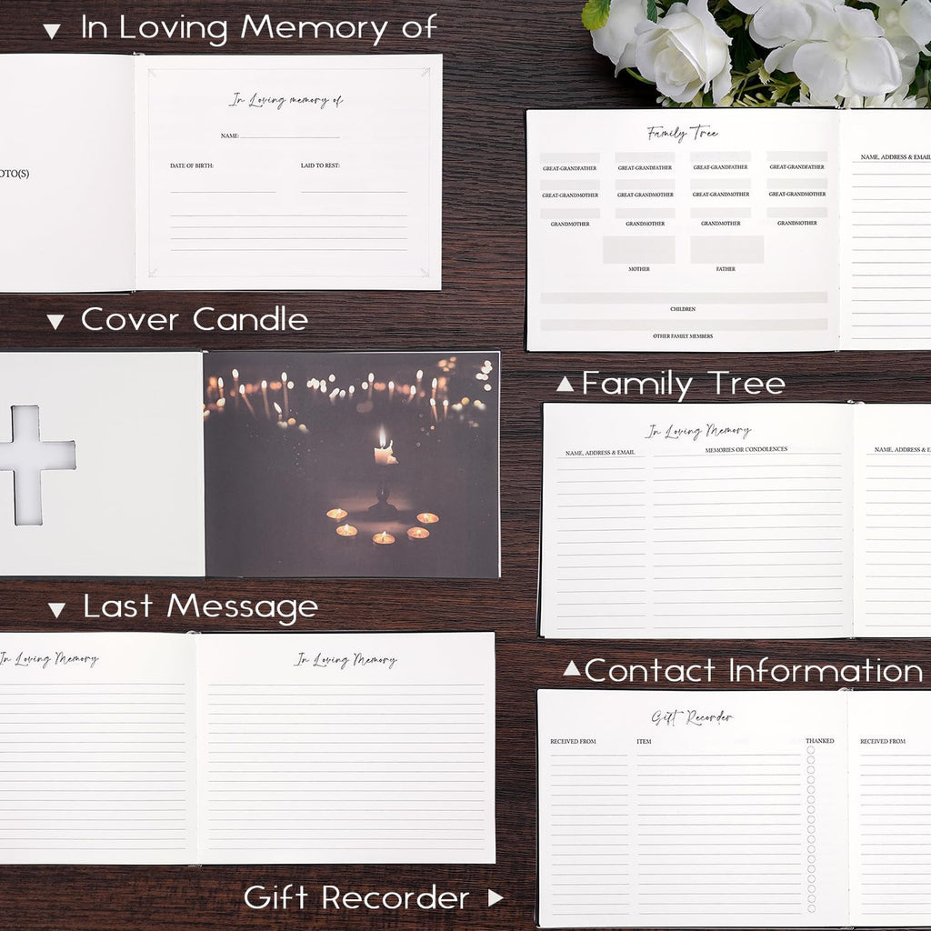Funeral Guest Book for Memorial Service – in Loving Memory Guest Sign in Book, Celebration of Life Memorial Guest