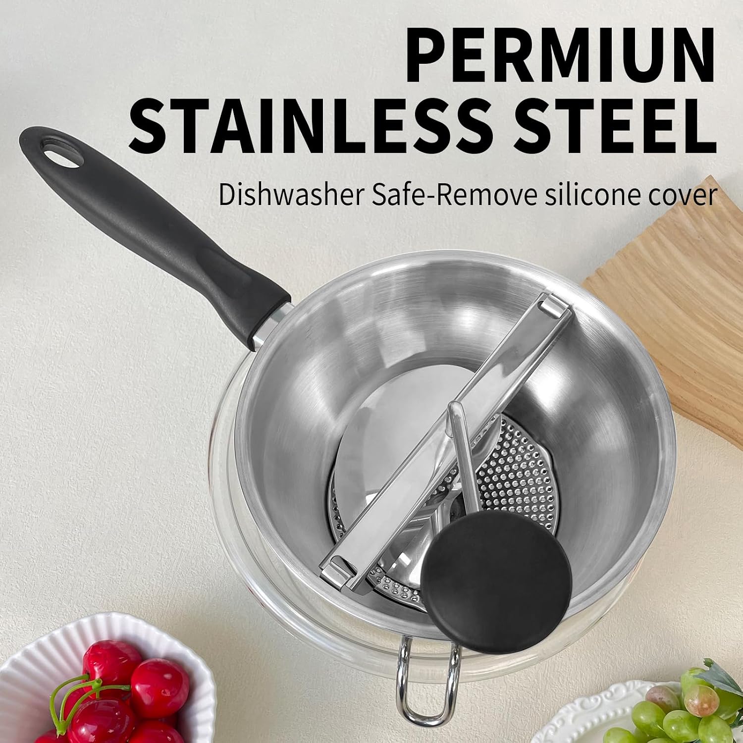 Stainless Steel Food Mills For Tomato Sauce and Jam With 3 Milling Discs