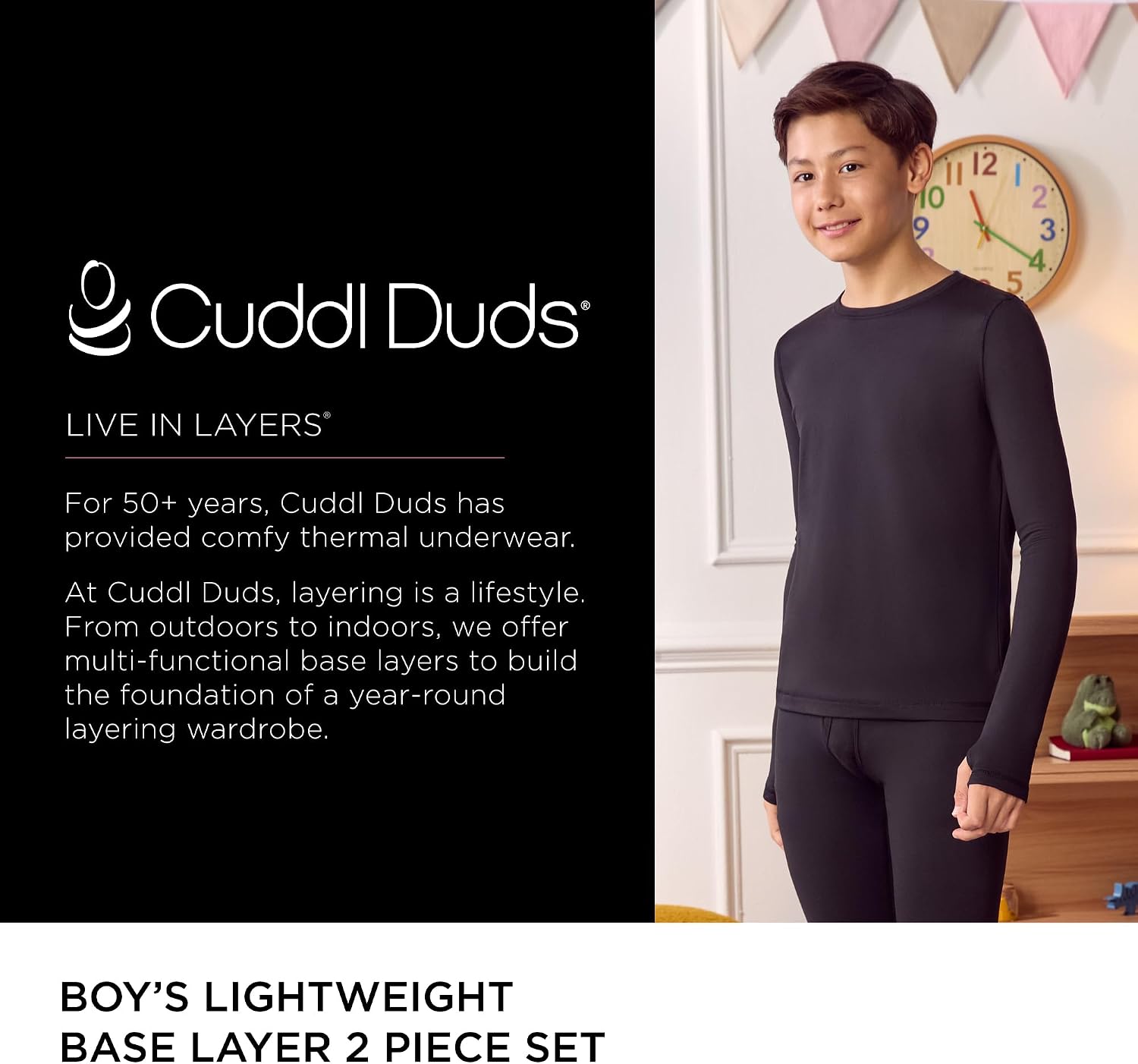 Lightweight 2 Piece Active Base Layer Matching Sets for Boys | Kids Everyday Activewear, Long Sleeve Top & Leggings