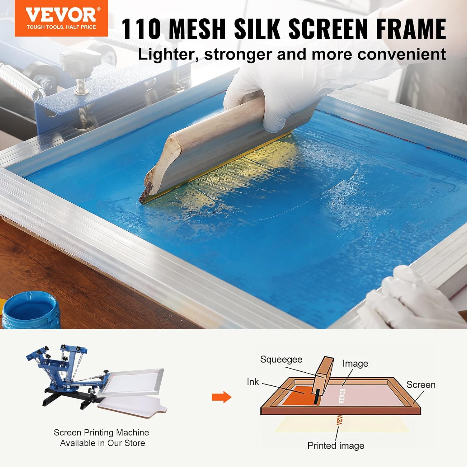Screen Printing Kit, 3 PCS Aluminum Silk Screen Printing Frames, 5 Glitters and Screen Printing Squeegees and