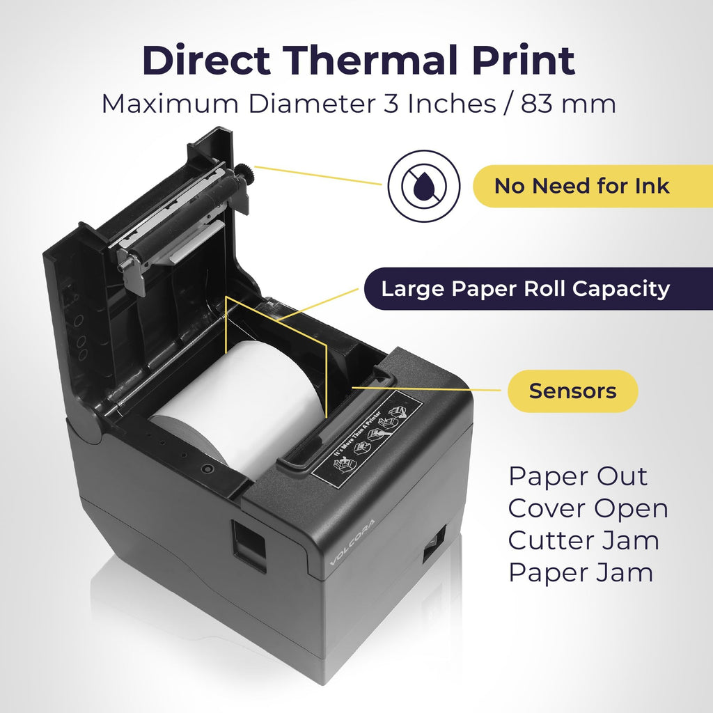 Thermal Receipt Printer, 80mm POS Printer w/Auto Cutter, USB/WiFi Interface for Windows/MAC/Linux, ESC/POS Command