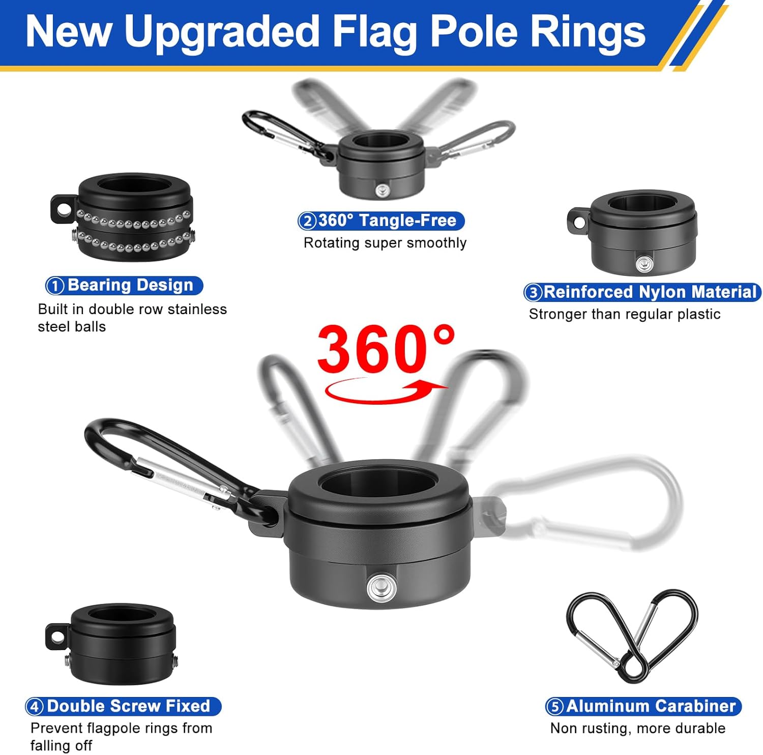 Flag Pole for Outside House, Heavy Duty Metal Flagpole for Residential, Outdoor or Porch, Stainless Steel Flag Poles