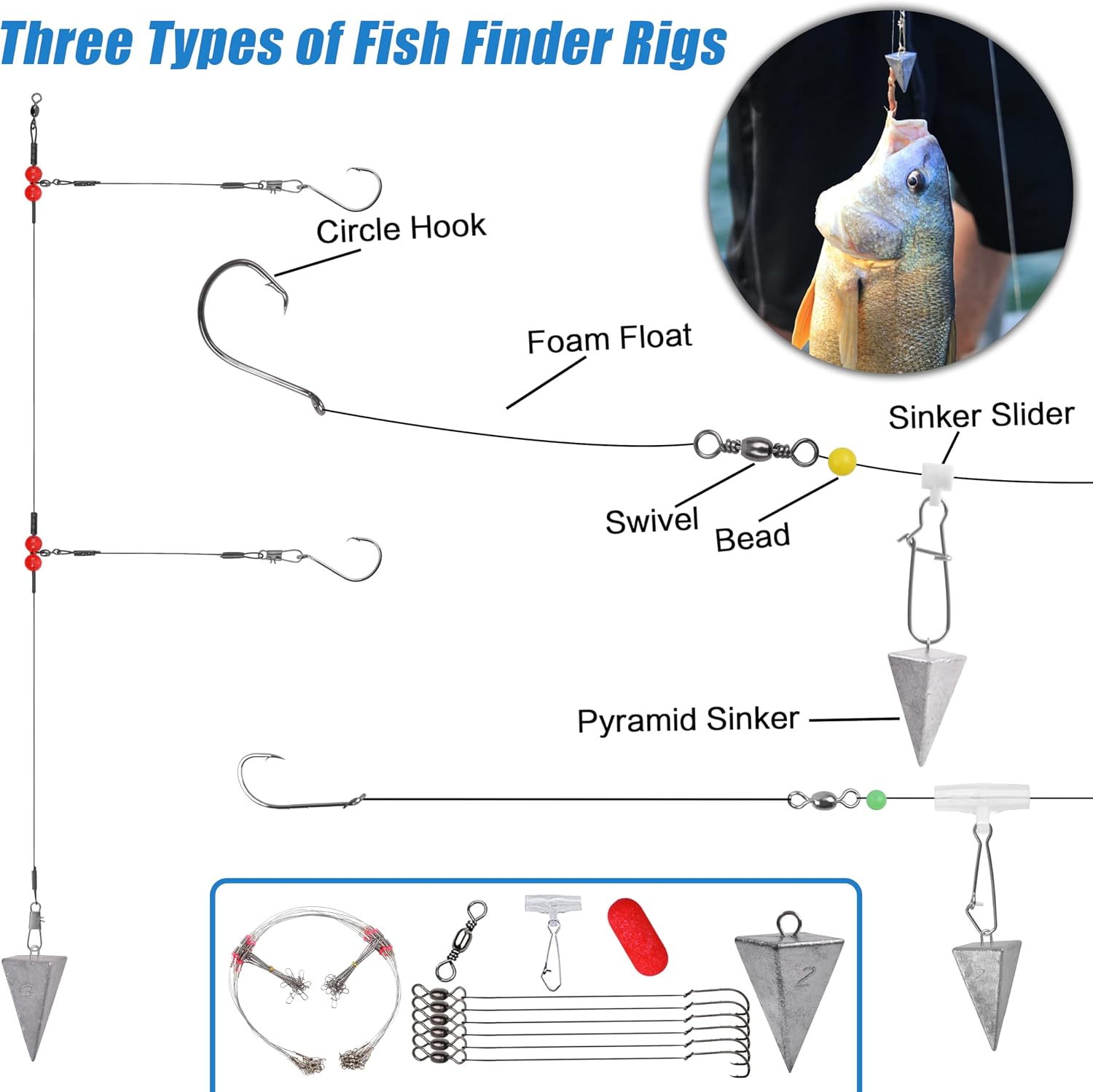 Saltwater Fishing Gear, 180pcs Saltwater Surf Fishing Tackle Kit Saltwater Fishing Lures Fish Finder Rigs Pompano Rig