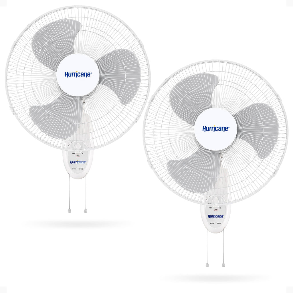 Supreme 90-Degree Oscillating Wall Fan, White, 18in, 2 Pack