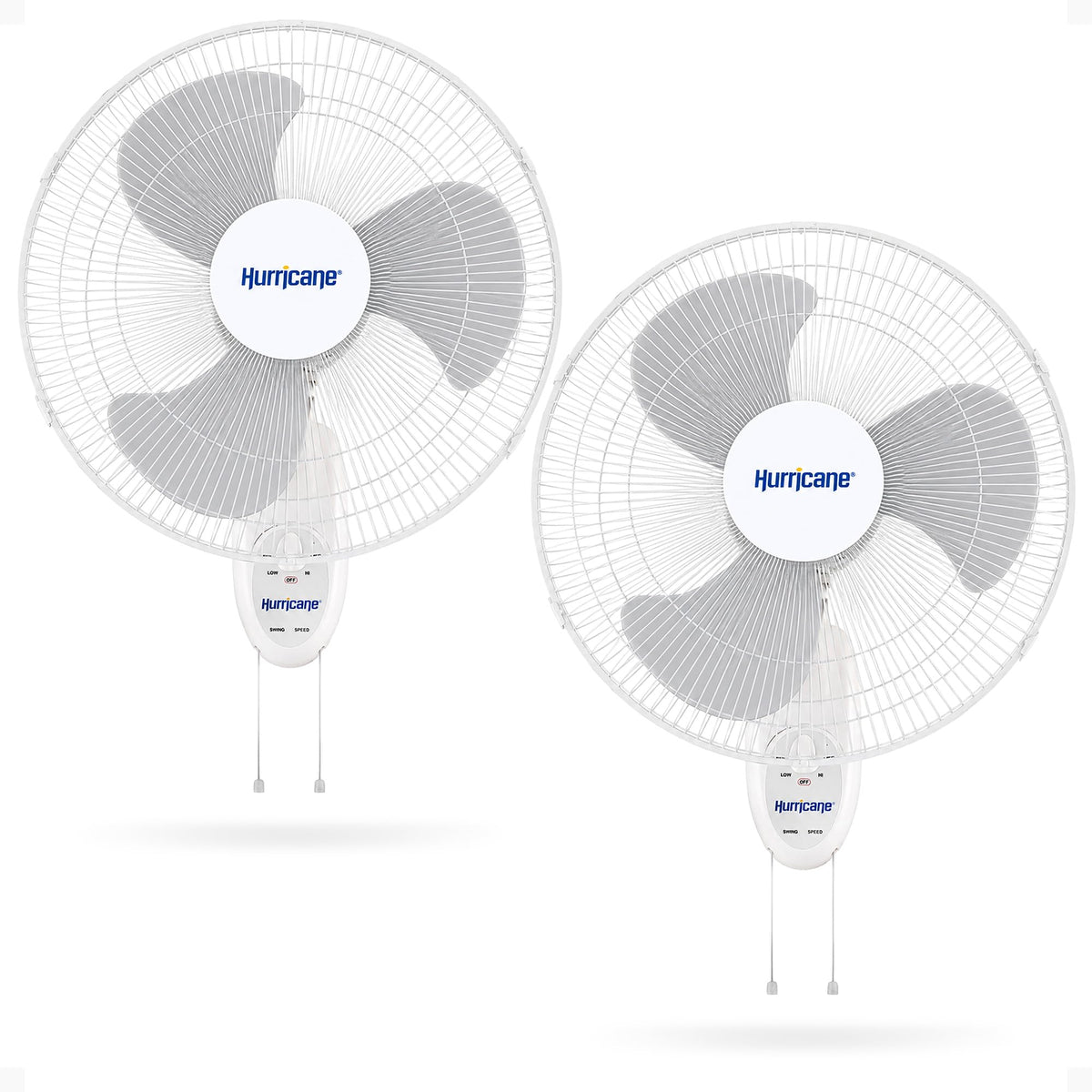 Supreme 90-Degree Oscillating Wall Fan, White, 18in, 2 Pack