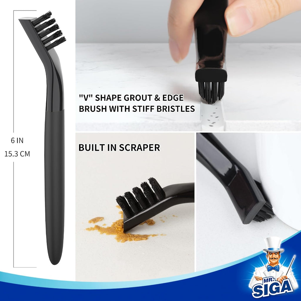 Grout Cleaner Brush Set, Detail Cleaning Brush Set for Tiles, Sinks, Drains, Grout Brush for Edge, Crevice Cleaning