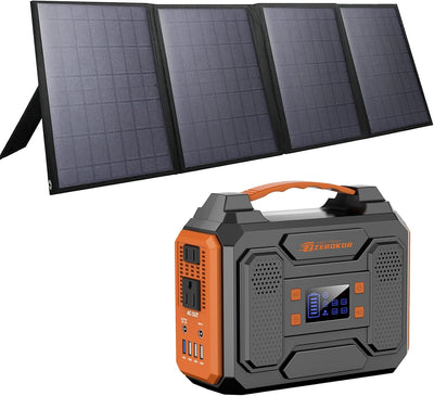 Solar Generator with Panel, 300W Portable Power Station with Solar Panel 40W, 110V Pure Sine Wave AC Outlet Electric