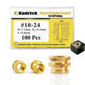 100Pcs #10-24 * 5 * 7.1 Threaded Inserts, #10-24 Heat Set Inserts, Brass Heat Set Insert for Plastic and 3D Printing Components
