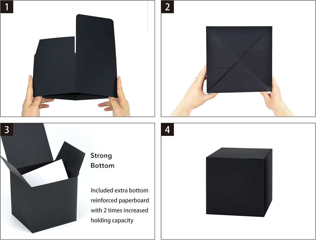 Black Gift Boxes with Lids, 24 Pack, 6x6x6 IN