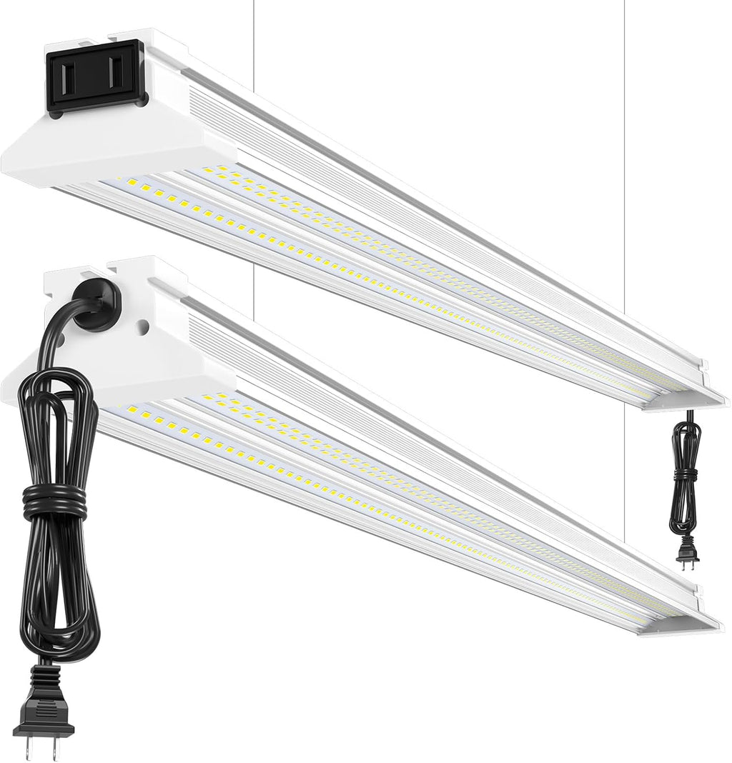 60W 4 Foot Led Shop Lights 2Pack Linkable Ceiling Or Hanging Mount for Shop