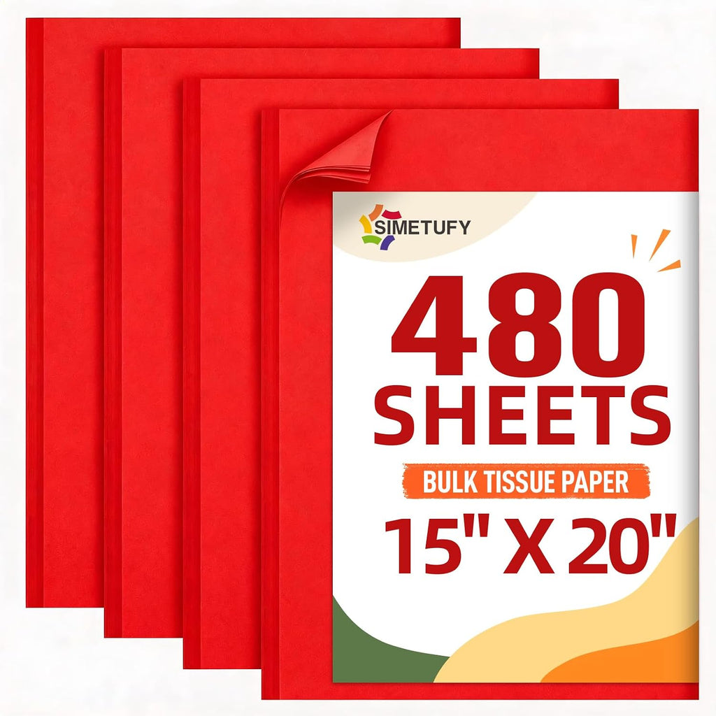 Red Tissue Paper for Gift Bags, 480 Sheets 15x20 Red Wrapping