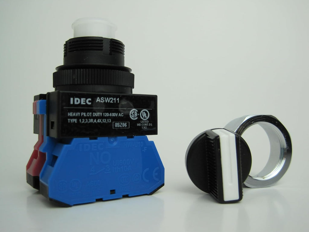 IDEC ASW211 1 NO - 1 NC Contacts, 2 Position, 22 MM Diameter, KNOB Operator, MAINTAINED, SELECTOR Switch, TW Series