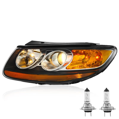 Headlights Assembly Pair Compatible with 2007 2008 2009 2010 2011 2012 Hyundai Santa Fe 6 Pin Headlamp Replacement