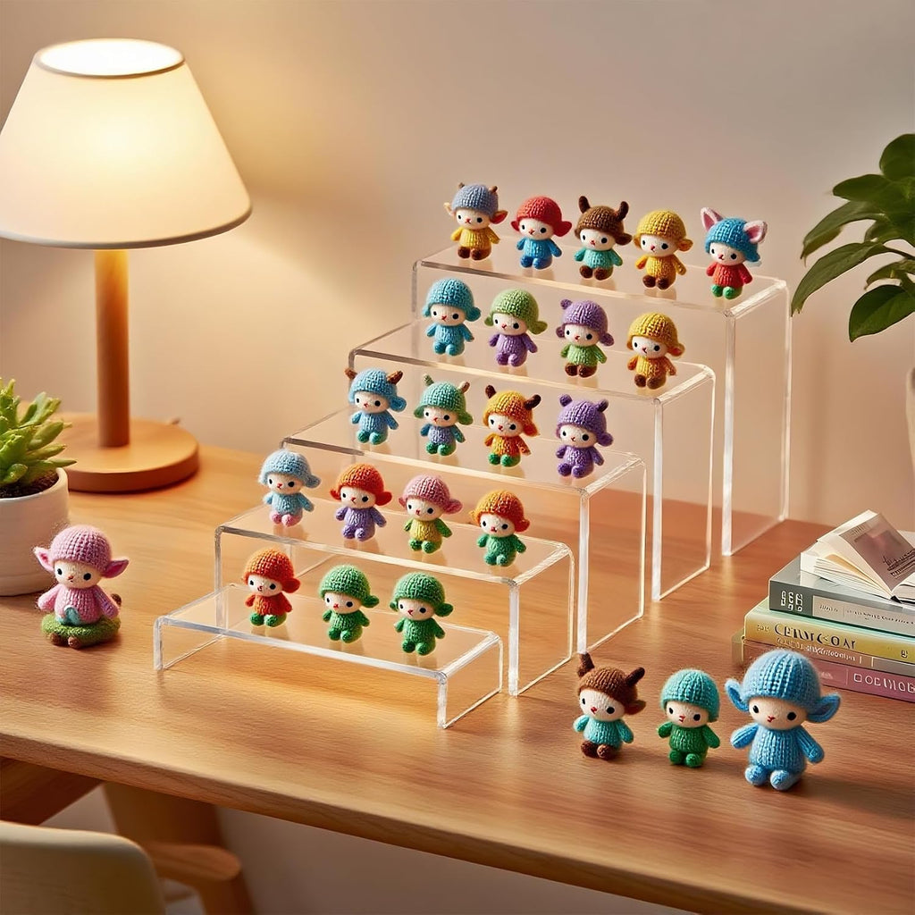 OVNTHYK Acrylic Risers 10 Pcs (2 Sets), Clear Display Stands, 5 Sizes | Tiered Display, Clear Acrylic Stands for