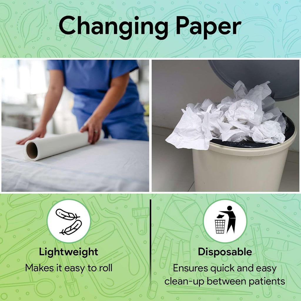 Medical Exam Table Paper 17"x125 Feet - 1 Roll of Disposable White Table Paper Rolls for Doctor's Offices