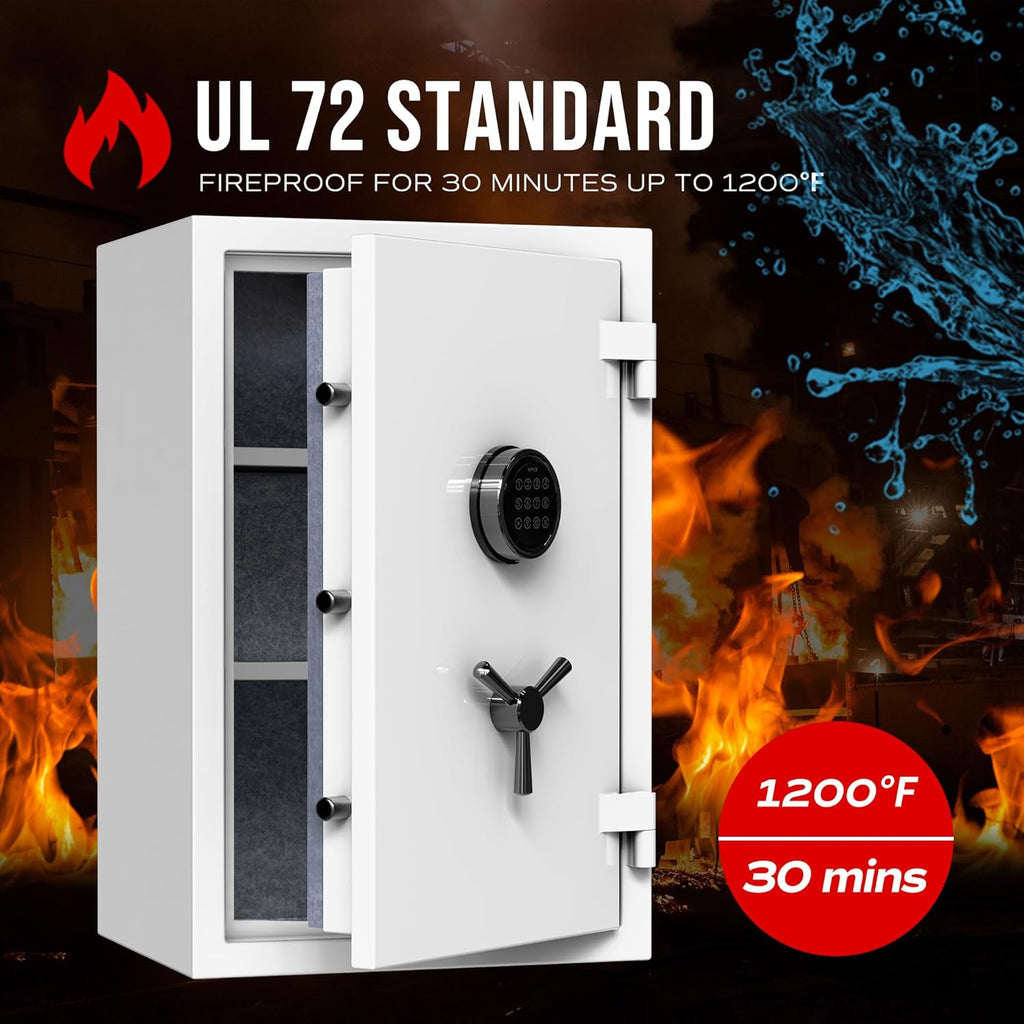 Deluxe Fireproof Safe Box, Digital Fire Proof Safe with Touch Screen, 3 Spoke Handle and Removable Shelf, Fireproof