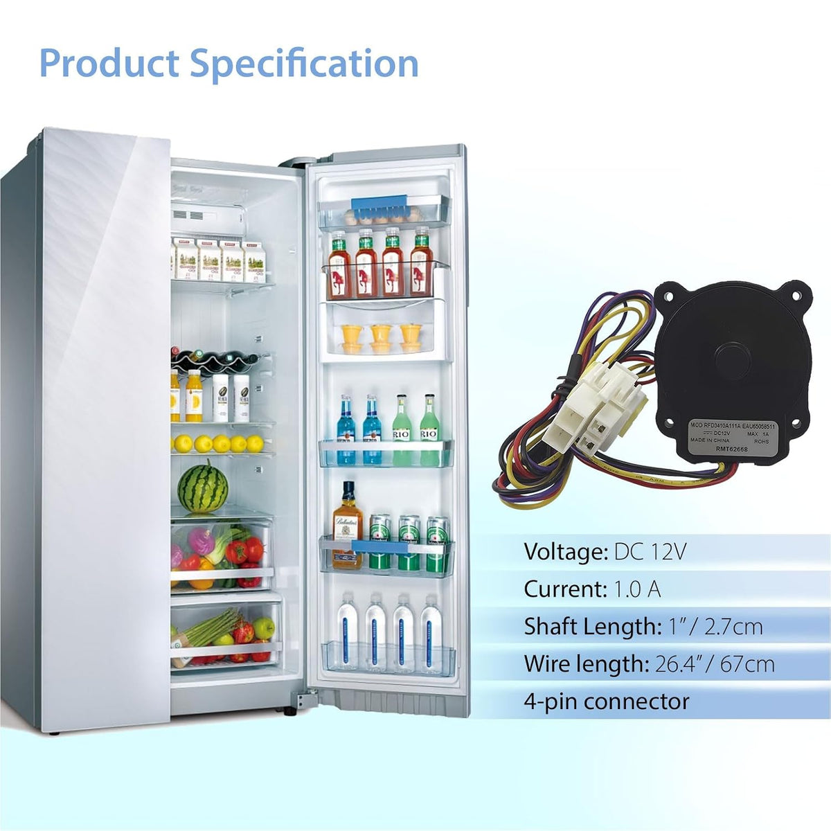 EAU65058511 Refrigerator Condenser Fan Motor Fit for LG Refrigerator LHFS28XBS LRFCS29D6S LRFS28XBS LHFS28XBD LFXS26566S LFXS26566S LFXS26566M LRFCC23D6S LRFS28XBD LMXS28596S LMXS28626S LMXS28596D