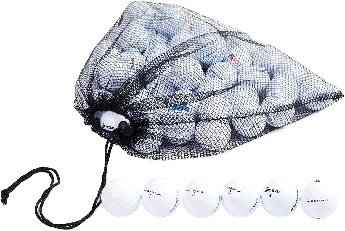 Clean Green Recycled Used Golf Balls - 48 Bulk Srixon Golf Balls for Men - Good Condition - Includes Mesh Carrying