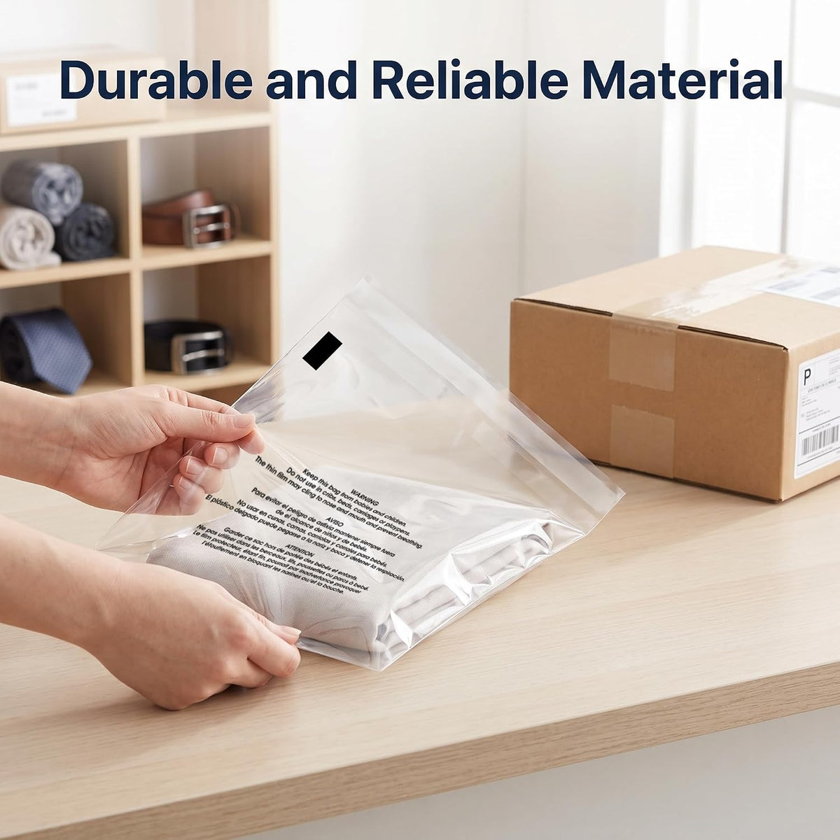 6" X 9" (1000 Count) Self Seal Clear Poly Bags with Suffocation Warning