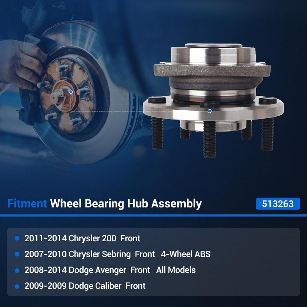 Autoround 513263 Front Wheel Hub Assembly Fit for Chrysler 200 2011-2014