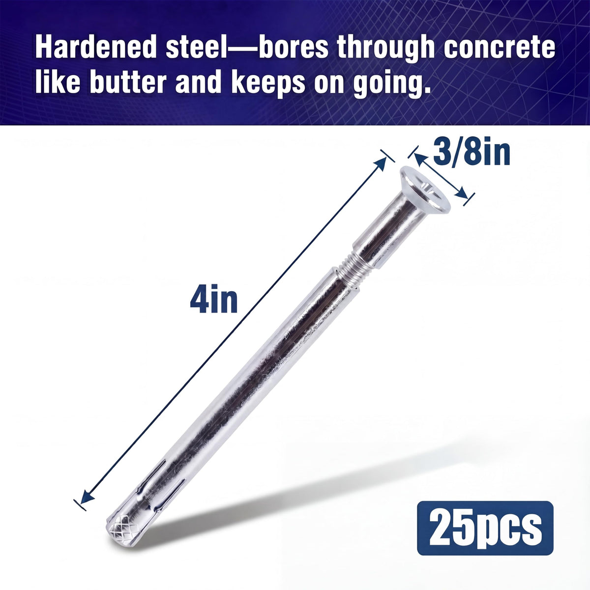 25 Pack 3/8" x 4" Flat Head Sleeve Anchors
