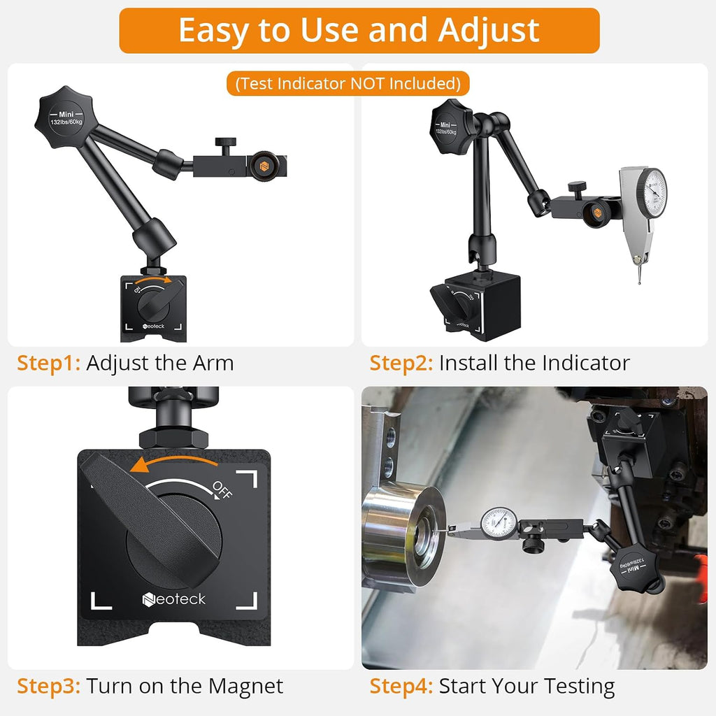Neoteck 132lbs/60kg Max Pull Steel Magnetic Base for Digital Dial Indicator