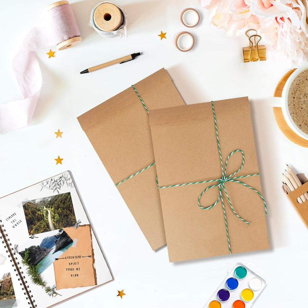 Kraft Brown Paper Bags 6x9 Flat Envelopes For Small Items 100 Pack