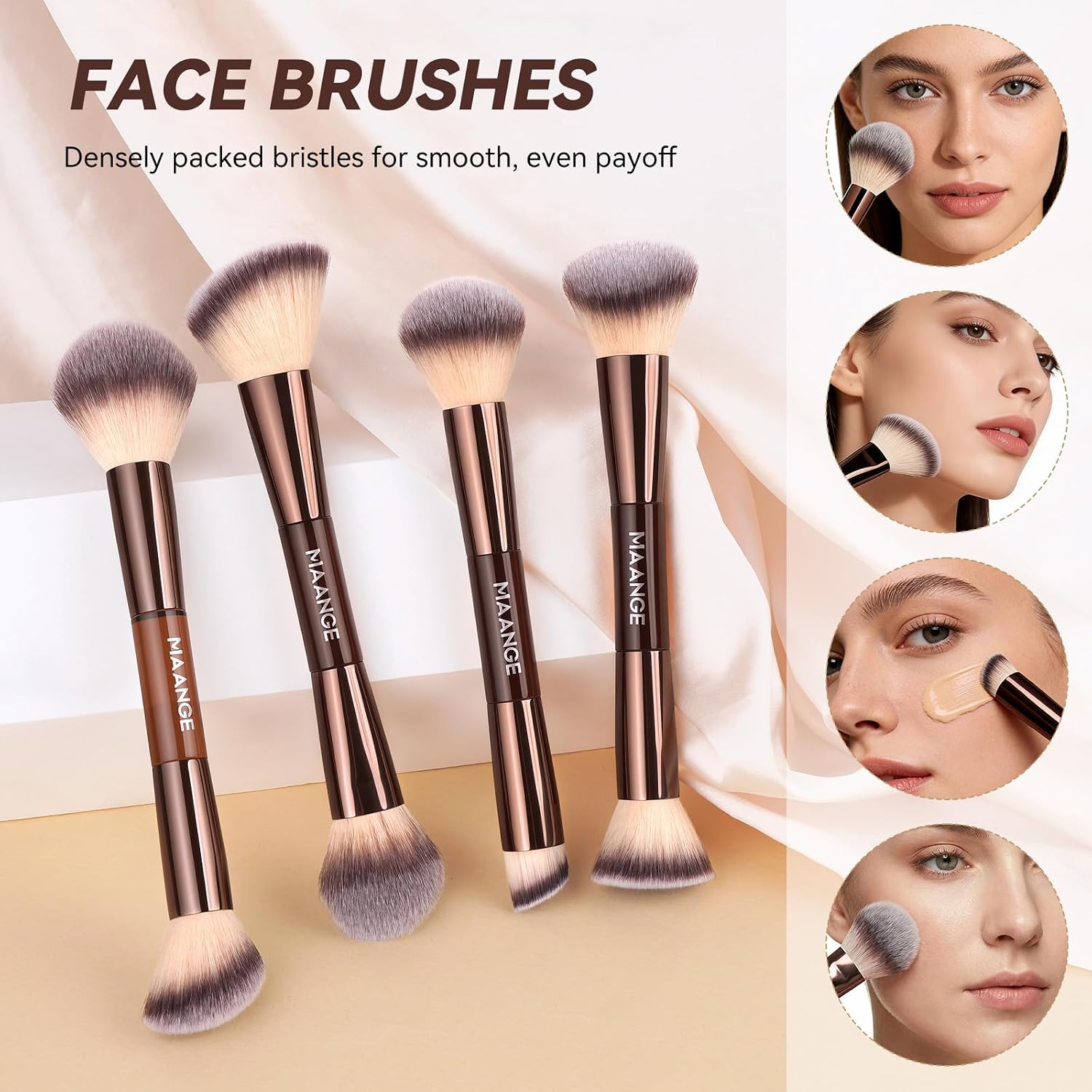 13 Pcs Foundation Makeup Brush Set With Bag, Make up Brushes, Double-End Multi Functional Makeup Brushes