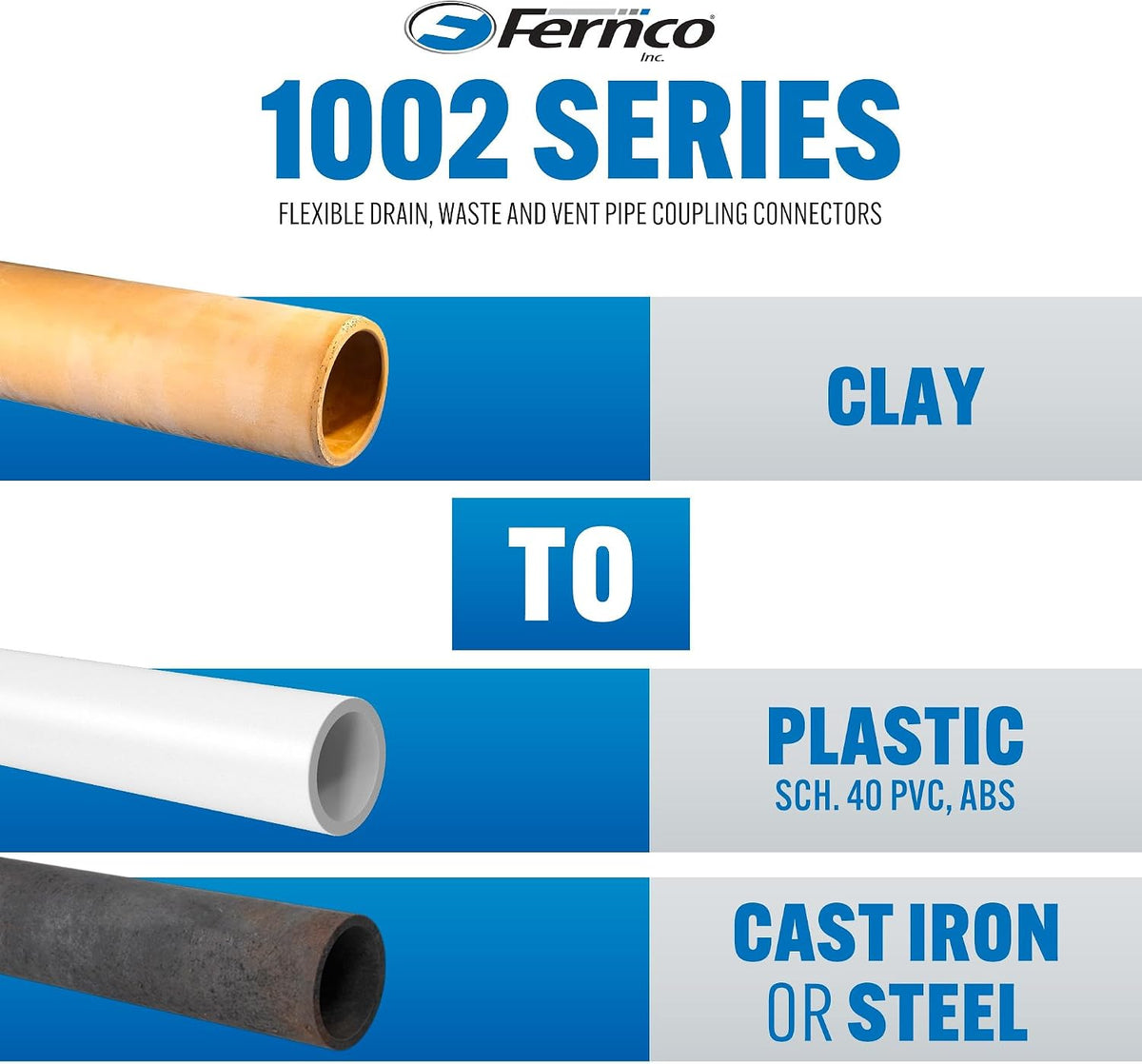 Fernco Inc. P1002-44 4-Inch Clay To 4-Inch Cast Iron Or Plastic Coupling