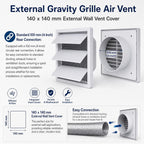 External Gravity Grille Vent for Dryer Vent Cover 100mm (4") rear spigot