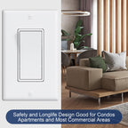 ThunderWay 10 Pack Single Pole Decorator Light Switch with Wallplate, White