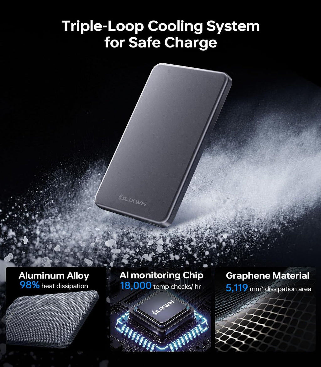 [0.3" Ultra Slim] [Alloy-Made] ULiXWH for Magsafe Portable Charger for iPhone, 2026 Upgrade 5000mAh Fast Charging