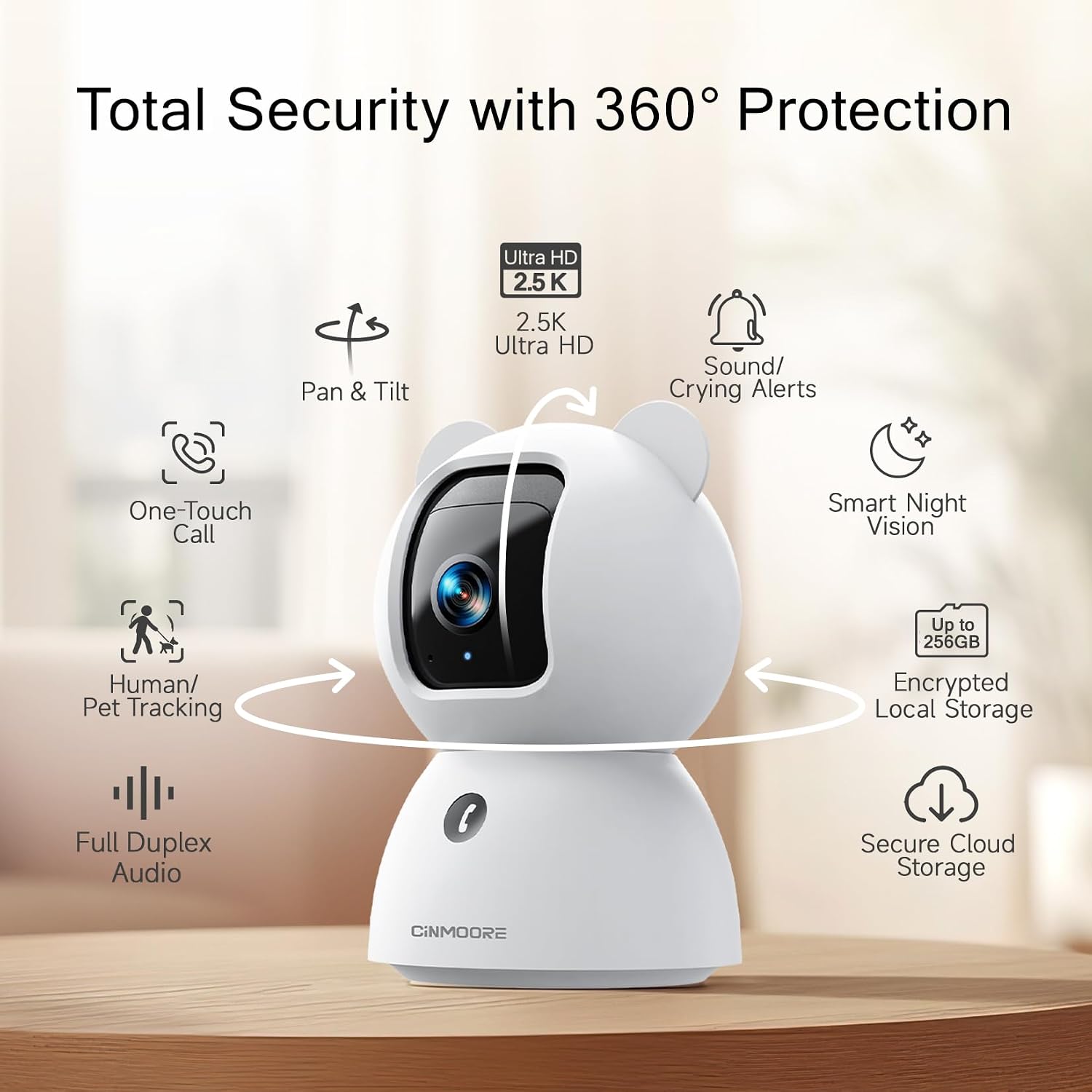 2.5K Pet Camera Indoor with Phone App, Dog/Cat Camera | 4MP Indoor Camera for Home Security, Baby Monitor with Free