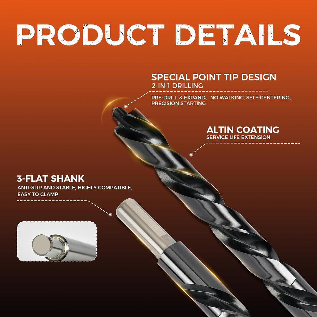 Luckyway 25PCS Cobalt Drill Bit 1/16"-1/2", Countersink Drill Bit 1/4"-5/8"