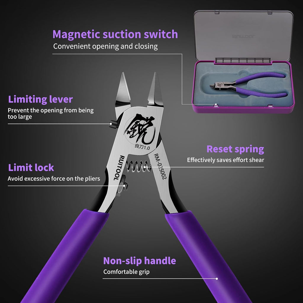 Model Nippers for Beginners, 4.7" Single Blade Nipper for Gunpla | Ultra-Thin CRV Single-Edge Gundam Model Tools