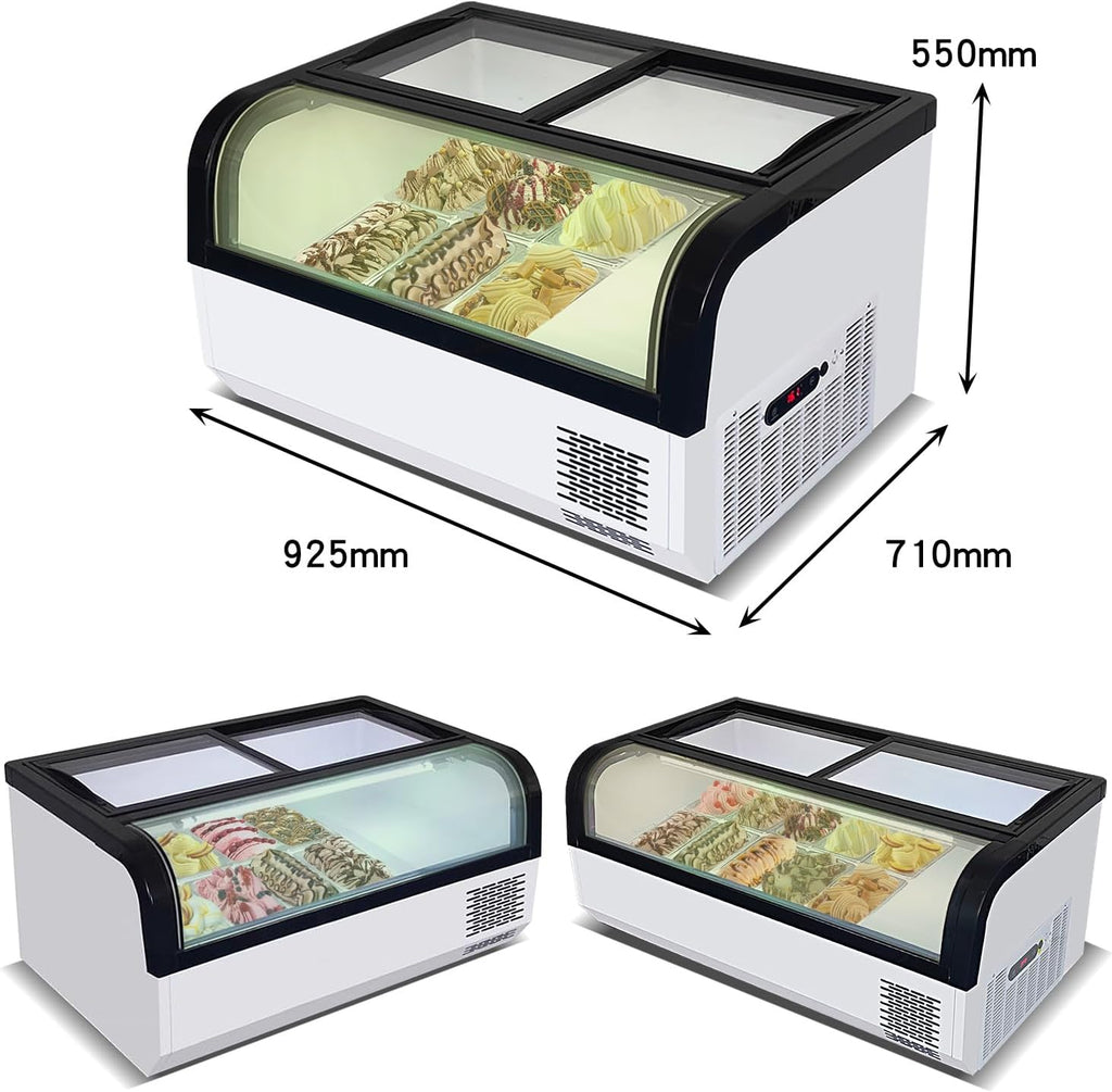 Commercial Ice Cream Dipping Cabinet(Small-6 Pans),Gelato Countertop Ice Cream Freezer Display with Led Light Clear