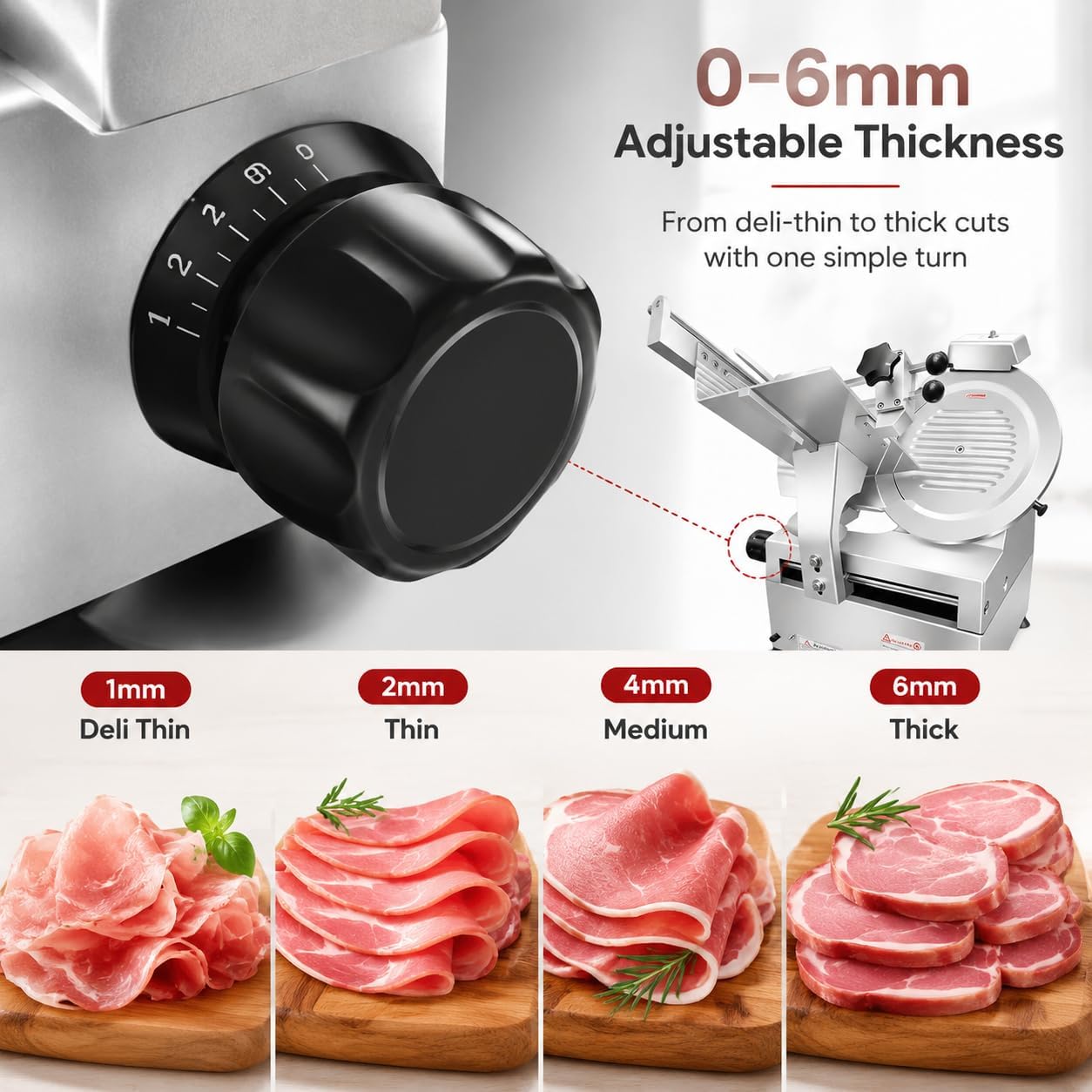 Deli Slicer, 10 Inch Carbon Steel Blade Meat Slicer with Built-in Sharpener, 550W Automatic Commercial Food Slicer