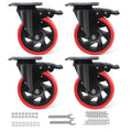 4" Swivel Caster with Brake, 4-Pack Heavy Duty Easily Handles 2000LBS, Safety Dual Locking Industrial Casters