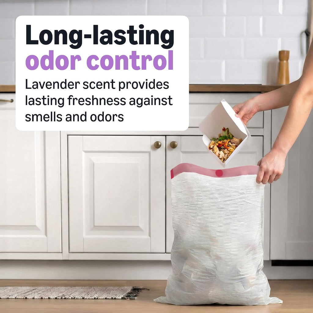 Ultra-Force Tall Kitchen Drawstring Trash Bags, Lavender Scented, 13 Gallon, 80 Count, Pack of 1, Packaging May Vary