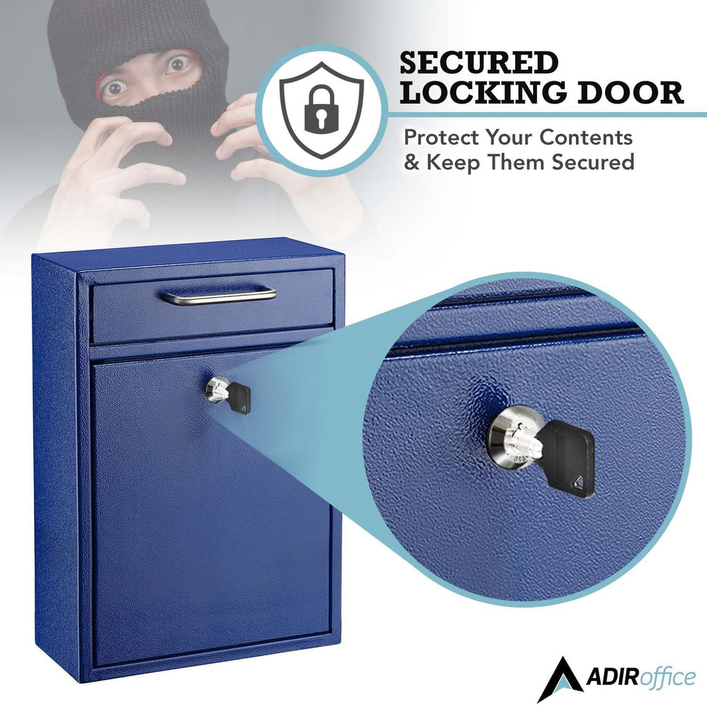 Mailboxes for Outside Wall Mount Large with Key Lock, Metal Locking Mailbox with Post Outdoor, Residential Mail Box