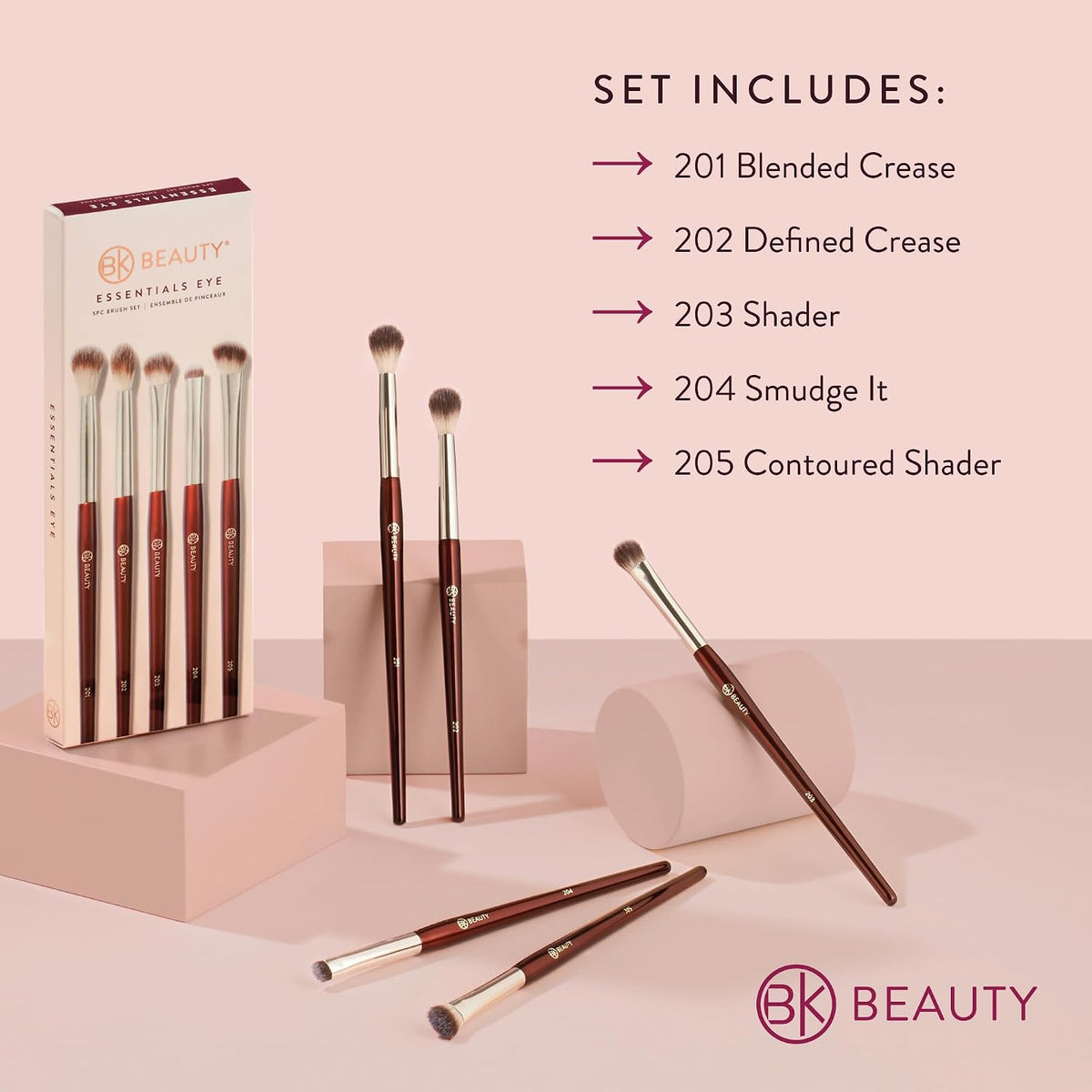 Essentials Eyeshadow Brush Set, 5 Eye Brushes for Blending