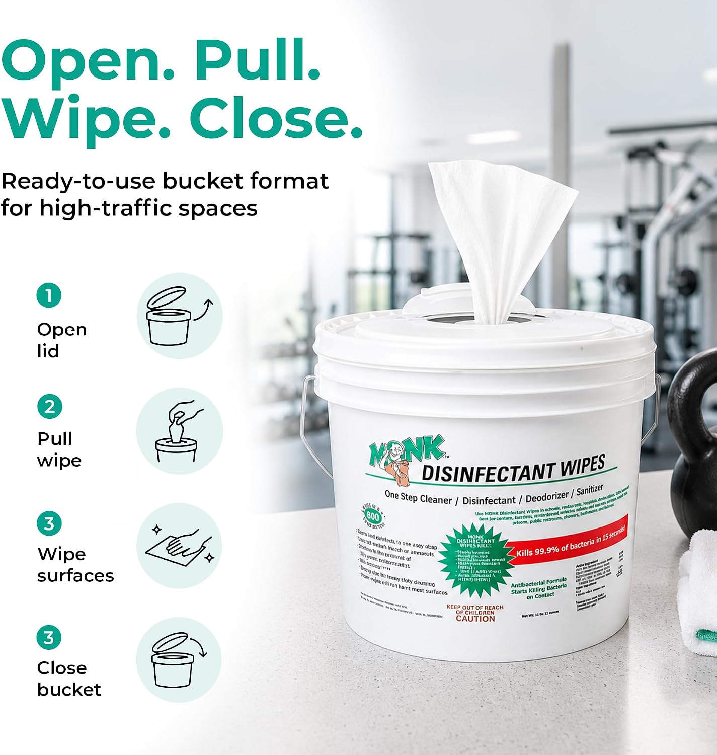 Disinfecting Wipes (2 Buckets of 800 Count) for Commercial Facilities | Heavy Duty Cleaning Wipes - 3in1