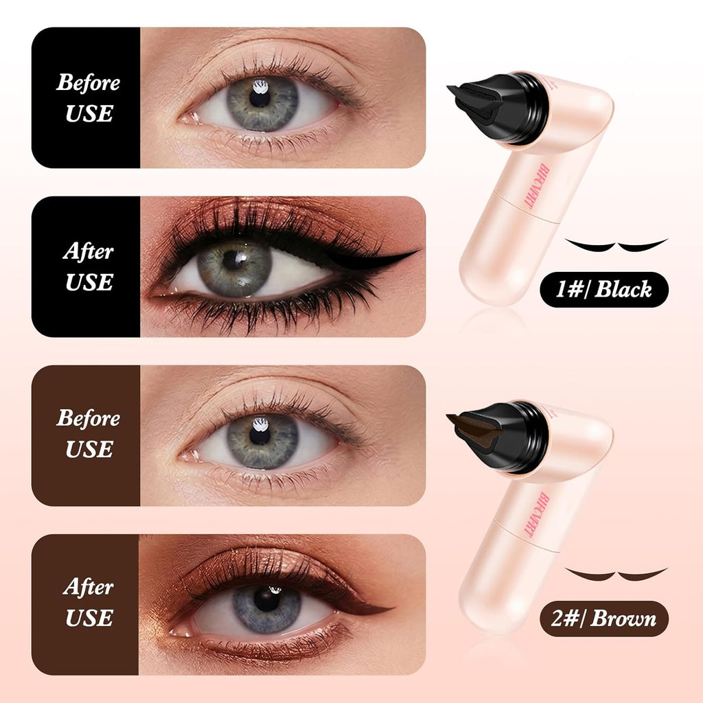 Winged Eyeliner Stamp Pen, Waterproof Smudge Proof, Wingliner Cat Eye Pencils with Rotating Foldable Design, Black