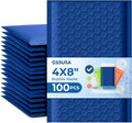 Blue Bubble Mailers 4x8 100 Pack, Self Seal Padded Envelopes