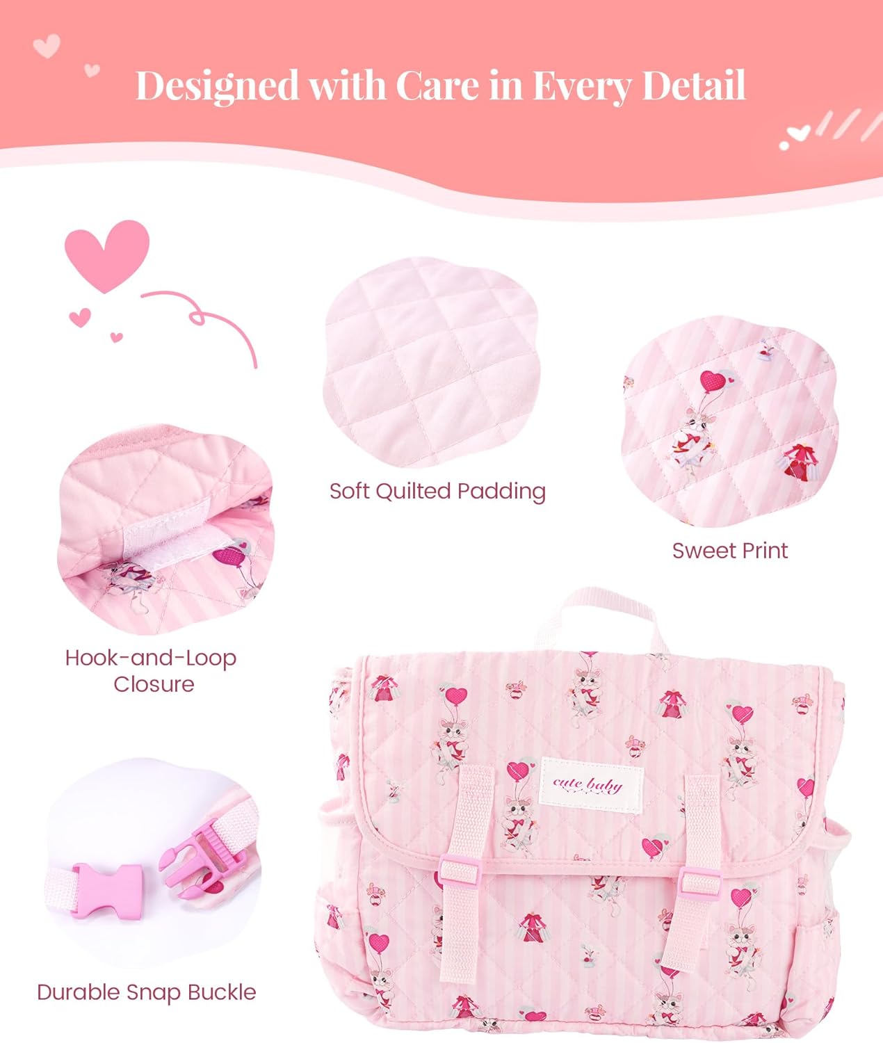 9 Pcs Reborn Baby Doll Accessories for 17-22 Inch Reborn Dolls, Diaper Bag Set with 2 Diapers, Changing Pad, Bottle