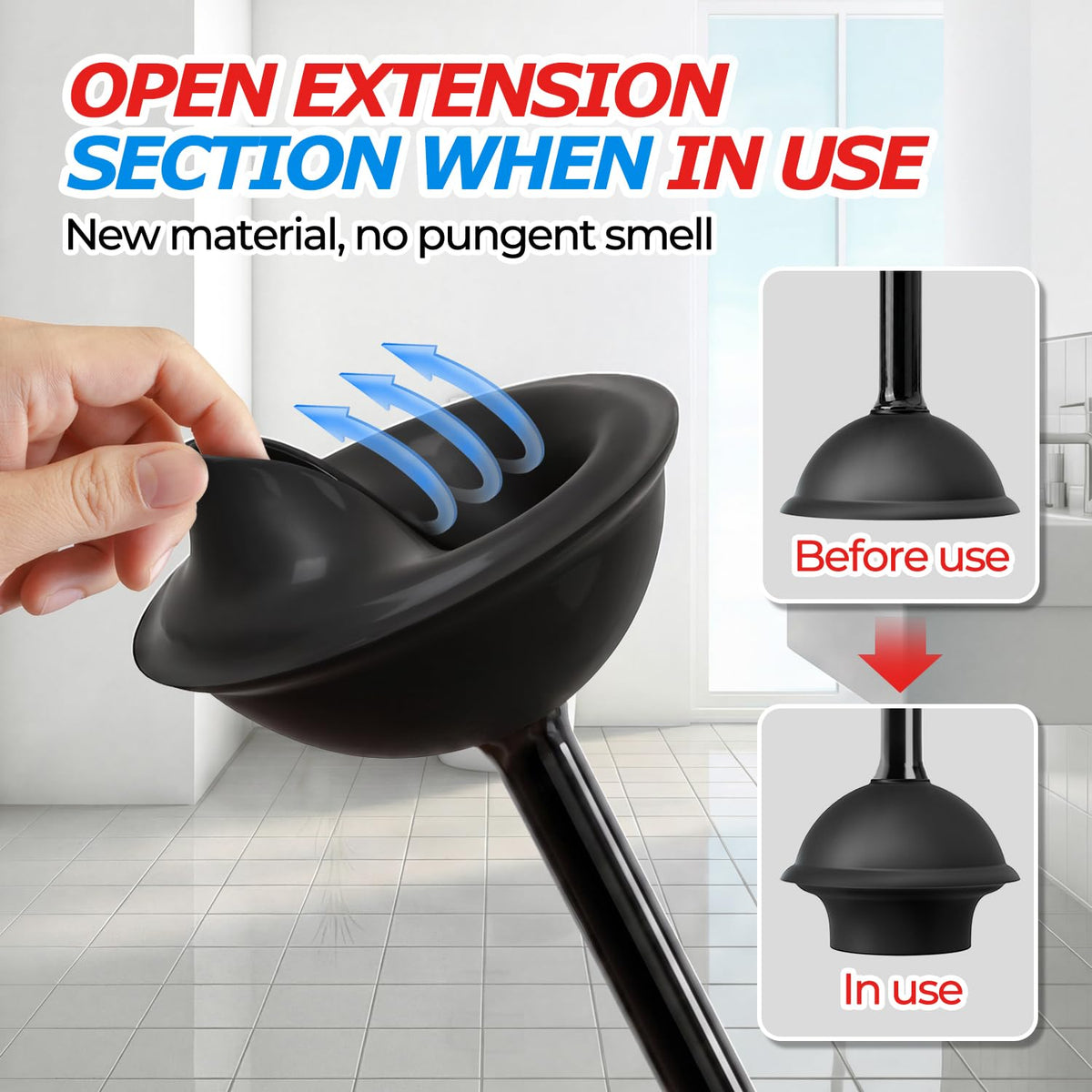Toilet Plunger with Holder Heavy Duty Bathroom Clog Remover