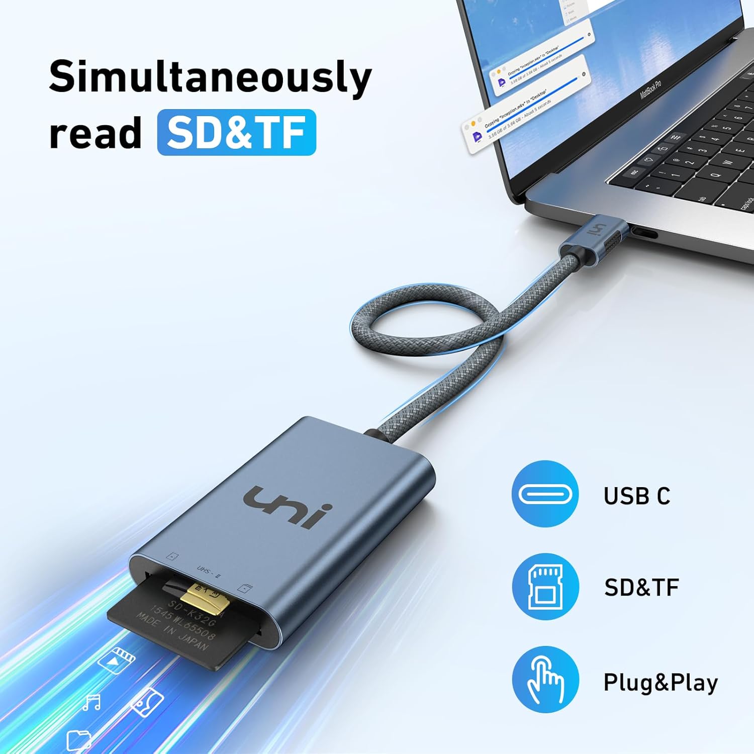 USB-C SD 4.0 Card Reader, UHS-II SD Card Adapter for Micro SD, SD,SDXC | High Speed Memory Card Reader for SDHC