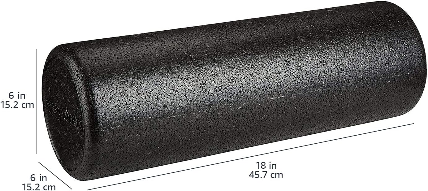 High-Density Foam Roller for Exercise and Recovery, 18 Inches, Black