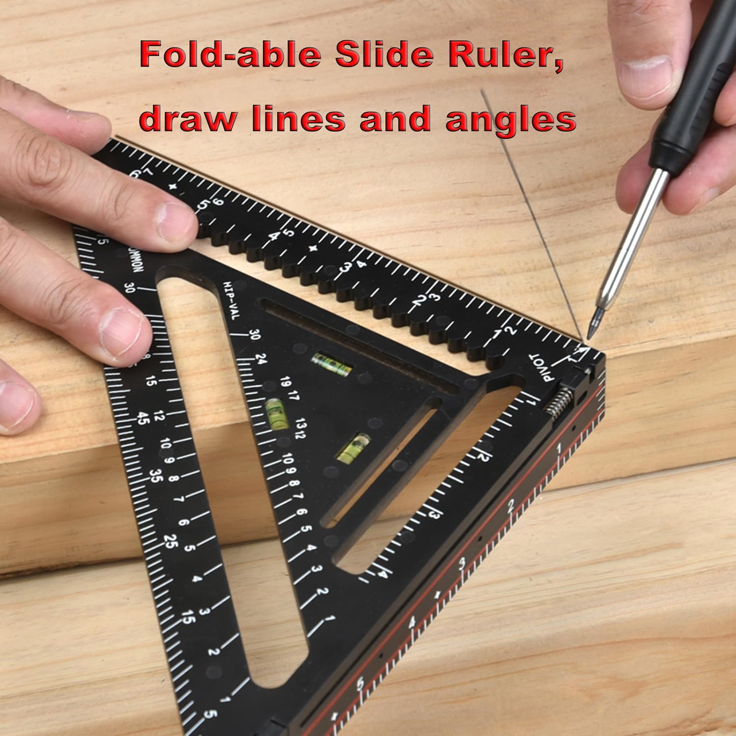 Foldable Carpenter Square 7 inch Angle T-Ruler Multi-Purpose Carpenter Tools, Rafter Square, Protractor, Ruler